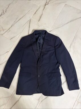 jf j.ferrar Navy Two-Button Sport Coat